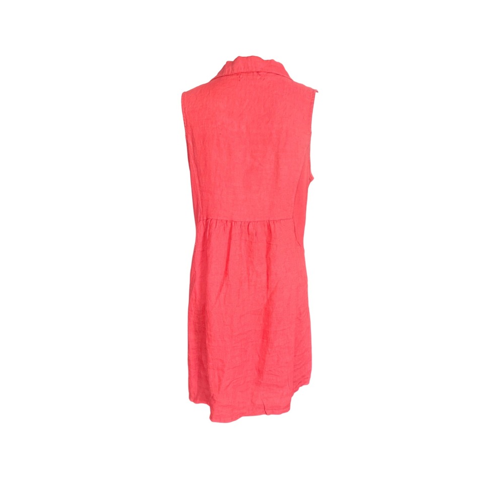 Terzo Millennio Coral Red Linen Sleeveless V-Neck Dress Made in Italy Size Med - Picture 5 of 11